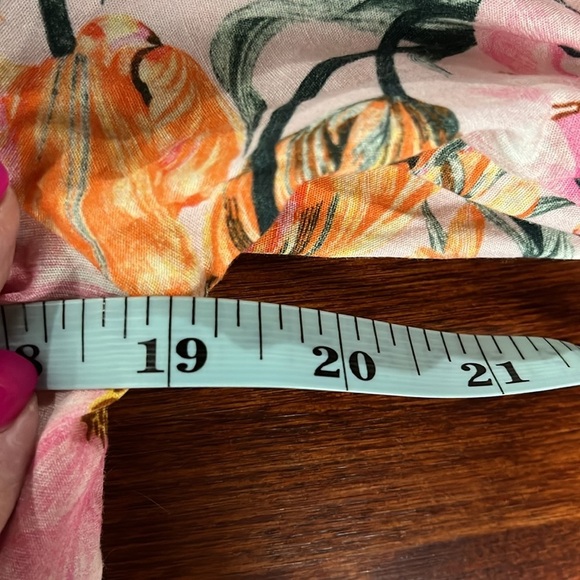 Cecelia Peterson Top XS Pink Green Floral Button Up Off Shoulder Puff Sleeves - Picture 9 of 11